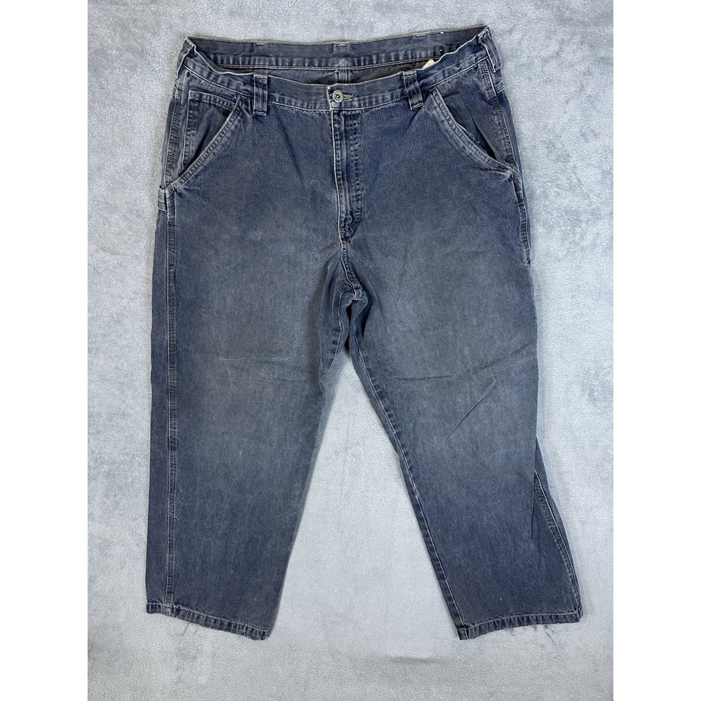 Wrangler Jeans Mens 36x30 Blue Dark Wash Faded Straight‎ Painter Work Denim